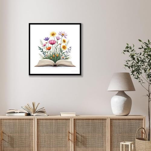 Stamped Cross Stitch Kits for Beginners,Book and Wildflower 14x14in - color: cross stitch-0905-1