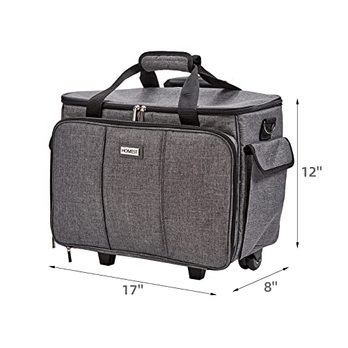 HOMEST Deluxe Sewing Machine Case with Wheels, Rolling Trolley Tote - color: Grey, size: Sewing Machine Bag Style W