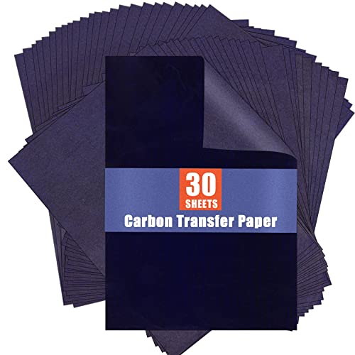 PSLER Blue Carbon Paper for Tracing - 30Pcs Graphite Transfer Paper, A4 - color: blue