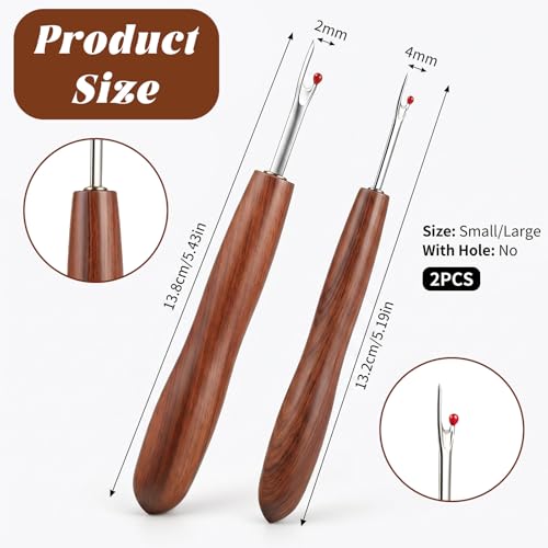 2 Pcs Seam Ripper with Wood Handle for Sewing Remove Stitches Ergonomic Grip for Knitting Hand Sewing Embroidery Thread Removal (S/L)