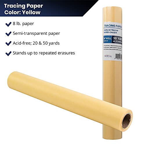 Pacific Arc Tracing Paper Roll, Yellow, 12 Inch x 20 Yard Roll - color: Yellow, size: 12 Inch x 20 Yard