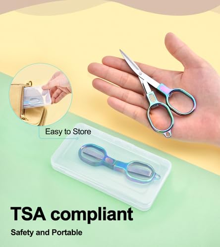 Zicolu Folding Travel Scissors Safety, Small TSA-Compliant and Portable with Case, Pocket Foldable Stainless Steel Retractable Cutters, Mini Craft Scissors for Home, Outdoor and Office Use - size: 1 Pack (Folded 4" / Expanded 4.4" )