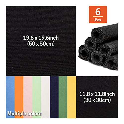 6 Pcs Linen Needlework Fabric, Square Embroidery Fabric 9 Colors Stitch Cloth for Garment Crafts and Decoration Embroidery Project - color: Total Eclipse, size: 20 * 20 inch