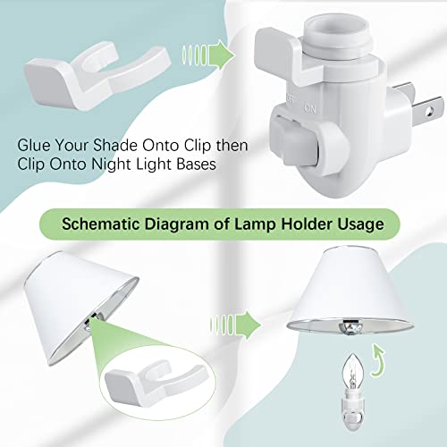 Tuanse 10 Sets Plug in Night Light Base with Shade Mount Clip, White - color: White