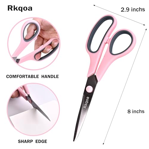 Scissors Set of 6 Pack, 8" All Purpose Sharp Shears for Everyday Use - color: Light Green 6 Pack