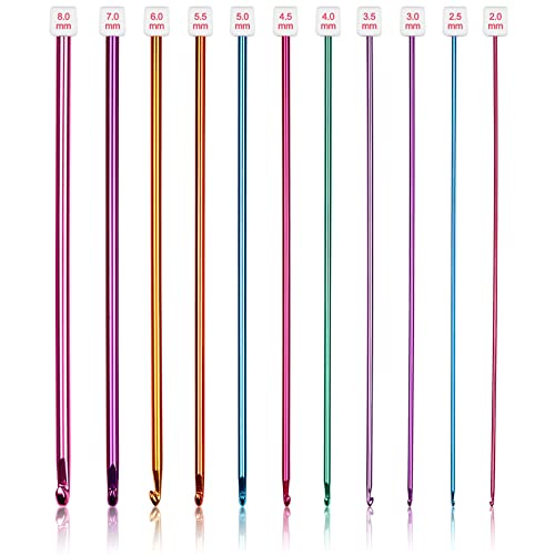 Coopay 11Pcs Tunisian Crochet Hooks Set-Long Crochet Hook, 2mm(B)-8mm(L) - color: Multicolor Tunisian Afghan Set