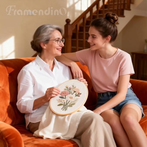 Framendino, 3 Pack 3 Sizes Oval Embroidery Hoops Bamboo Circle Cross Stitch Hoop Ring Frames for Sewing DIY Craft