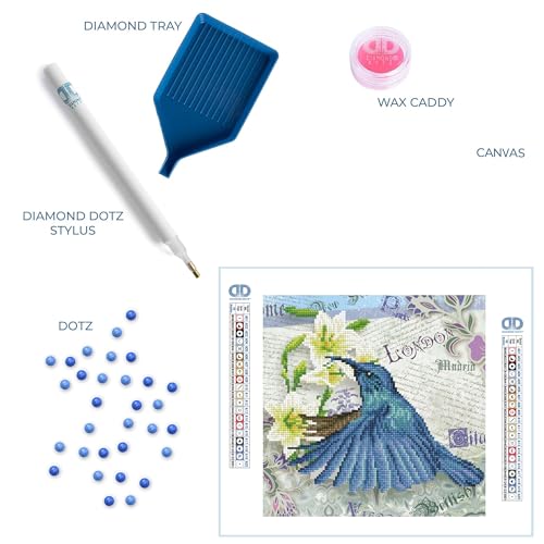 DIAMOND DOTZ Hummingbird Travels Diamond Painting Kit for Adults with Gems - size: 11.8" x 11.8"