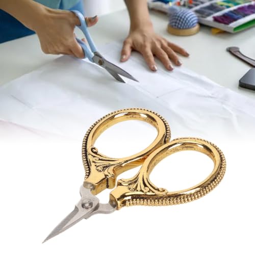 Stainless Steel Scissors Little Portable Vintage Embroidery Scissors for Sewing Crafts Artwork Cross Stitch Cutting Handmade DIY Tools(Golden bronze) - color: Golden Bronze
