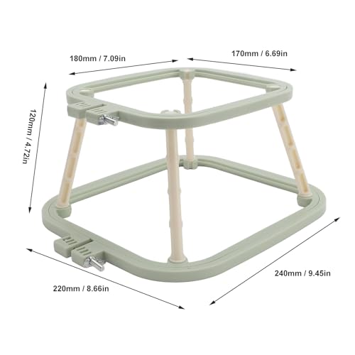 2-Layer Embroidery Frame Stand, Adjustable ABS Double Hoop - style: Green