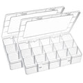 Exptolii 15 Large Grids Plastic Organizer Box with Dividers, 2 Pack Clear Compartment Container Storage for Washi Tapes Beads Crafts Jewelry Fishing Tackles, Size 11 x 6.3 x 2.2 in - size: 2x Large 15 Grids