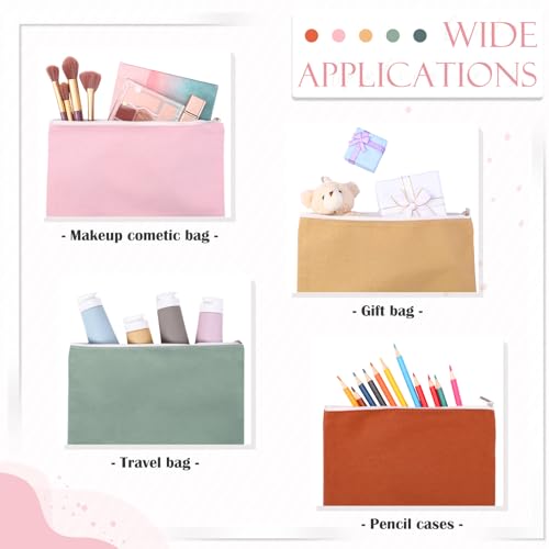 Reginary 10 Pcs Canvas Makeup Bags Bulk Blank Cosmetic Bags,Boho Color - color: Boho