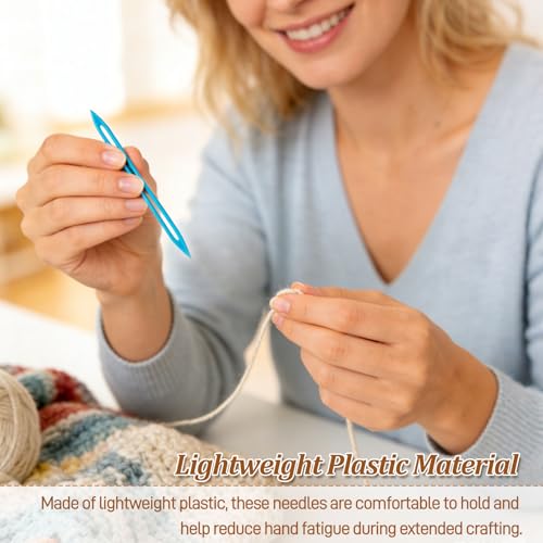 15PCS Large Eye Plastic Yarn Needles for Knitting and Crochet, Flexible Tapestry Darning Needles for Weaving in Ends with Thick Bulky Yarn, Multicolor