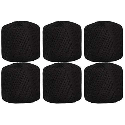 ThreadArt 100% Cotton Crochet Thread Size 10, 6 Ball Pack, Black 13 - color: BLACK, size: SIZE 10 - 6 PACK