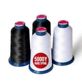BAI Embroidery Machine Thread, 4 Spools (2 White + 2 Black) Polyester Embroidery Thread, 5000 Yards Each, 40WT High-Speed Thread for Commercial Multi-Needle Machines, Hats, Logos & Bulk Production - color: 2White +2 Balck