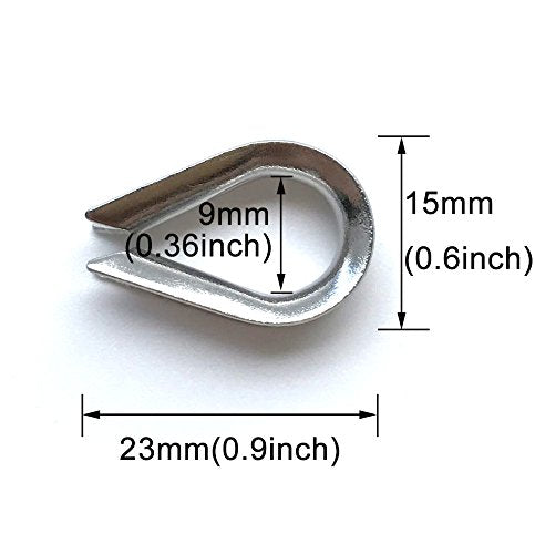 50 PCS M3 Stainless Steel Thimbles for 1/8 Inches Diameter Wire Rope - size: M3 Thimble - 50PCS