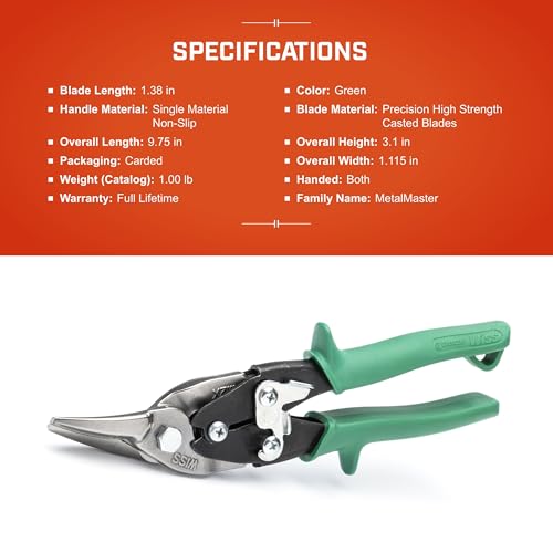 9-3/4" MetalMaster® Compound Action Straight, Left and Right Cut Snips - style: Industrial