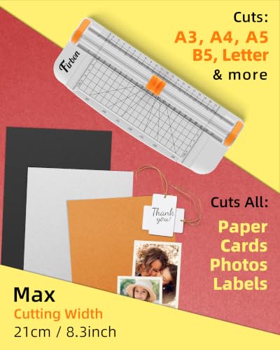 Firbon A5 Paper Cutter, Small Straight Paper Trimmer with Side Ruler - color: A5-white