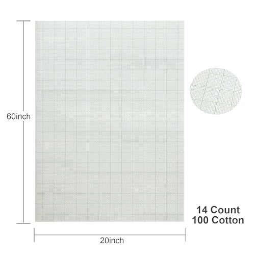 Aida Cloth 14 Count Cross Stitch Fabric,20×60inch (14CT,Grid) - color: Grid, size: 14CT