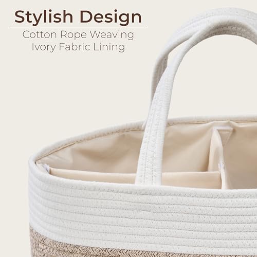 Diaper Caddy Organizer, Gift Basket for Baby Shower, Newborn Essentials - color: White&Beige Brown, size: XL