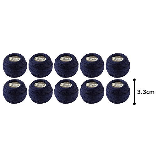 DMC Pearl Cotton Balls, Size 8, Dark Navy Blue - color: Dark Navy Blue, style: 8 Thread Count