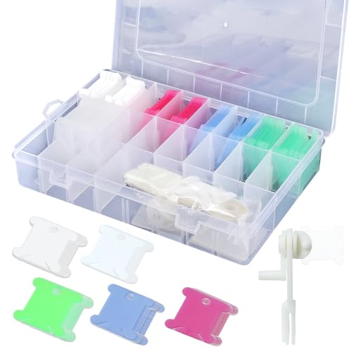100 Pcs Embroidery Floss Bobbins, Cross Stitch Thread Storage Set, Embroidery Floss Organizer with Bobbin Winder, Thread Organizer Box for DIY Craft Sewing Needlework Storage