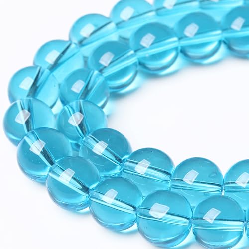 4MM Lake Blue Glass Beads Natural Gemstone Round Loose Stone Beads for Jewelry and Bracelets Making 180pcs 2 Strands 32" - color: Lake Blue Glass, size: 4mm
