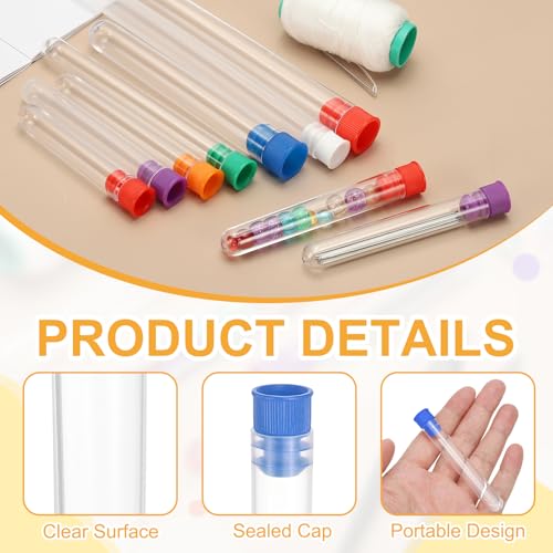 PATIKIL 5.7" Length Plastic Sewing Needle Storage Holder, 8 Pcs Portable Embroidery Needle Matte Pin Toothpick Storage Tubes Case for Craft Knitting, Blue - color: Blue
