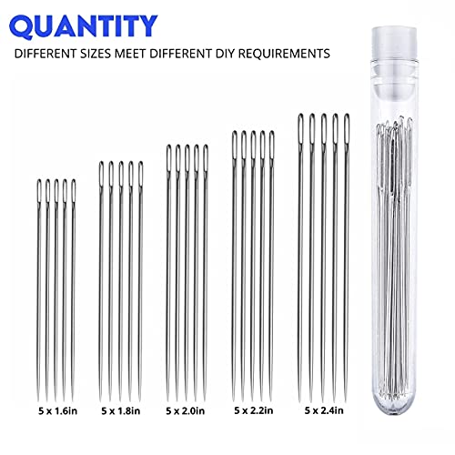 Performore Professional Thermal Self‑Threading Stainless Steel Sewing Needle Set | 25‑Piece Heavy‑Duty Large‑Eye Needles for Denim, Canvas, Quilting & Easy Threading - style: 25