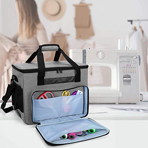 Teamoy Sewing Machine Case, Carrying Tote Bag Storage Organizer, Gray - color: Gray