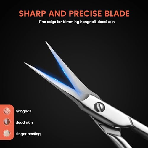 BEZOX Curved Cuticle Scissors - Precision Manicure Scissor Nail Cuticle Trimmer, Professional Stainless Steel Nail Scissors for Cuticle Care, Cuticle Cutter Small Scissors for Women - Silver - color: Silver