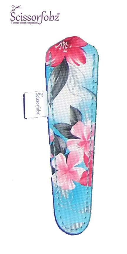 Designer Scissors Sheaths Shears Protective Covers-For Small Embroidery Scissors - Turquoise Tropical Flowers Design-#SS-207 - color: Turquoise Tropical Flowers, size: Single Small Size