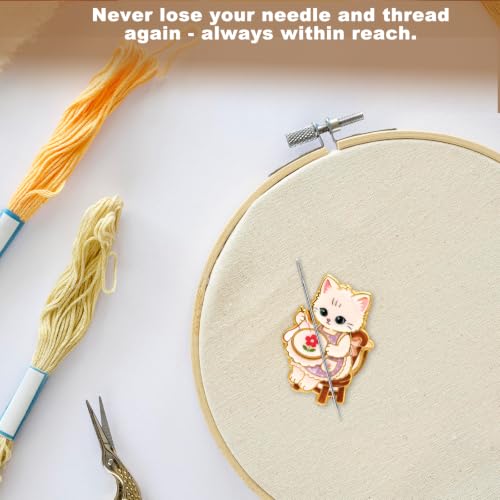 Cat Needle Minder Magnet, Adorable Cat Magnetic Needle Minder for Sewing Funny Needlework Accessory Suitable for Embroidery Sewing Needlepoint & Cross Stitch