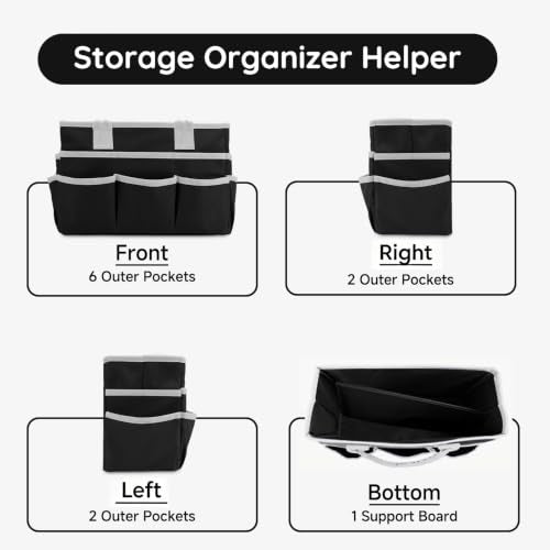 AKAYOK Art Supply Organizer Tote Bag, Portable Craft Bags with Handles - color: black