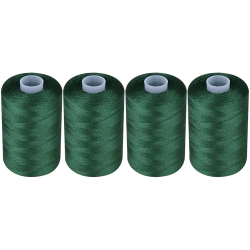Simthread All Purpose Sewing Thread, 4 Spools Each 1000 Yards of Polyester Threads for Sewing Machine, Sewing Machine Supplies for Beginners, Hand Stitching, Quilting, Serger (Dark Green) - color: Dark Green