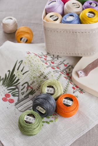 3 Counts DMC 116/8 Pearl Cotton Thread Balls (Black,White,Cream) - Black(310) Bundle with DMC Pearl Cotton Ball White (Blanc) and Cream (712), Size 8, Length 87 Yards, Inceler Supplies