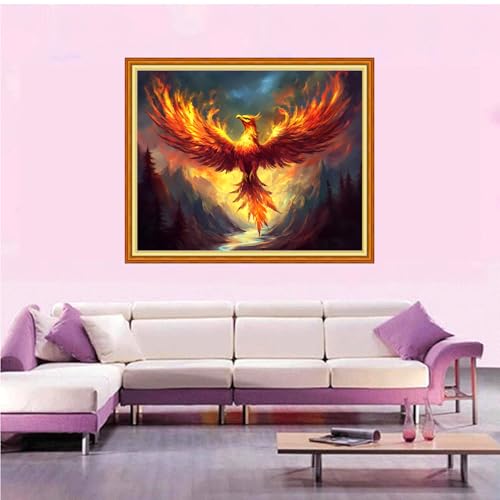 Artvxeay Stamped Cross Stitch Kits Beginners Full Range of Embroidery Starter Kits for Adults Printed Cross Stitching DIY Needlepoint Kit 11CT- Fire Phoenix 16x20 inch - color: Color55