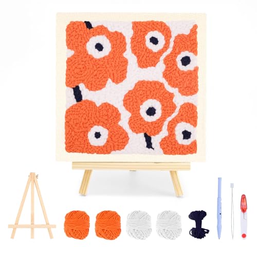 frartoold Orange Art Deco Punch Needle Kit - Plant Embroidery Set - color: Orange