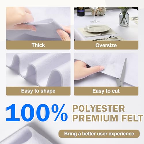 XSEINO Ice White Felt Fabric 180" X 36 "(5 Square Yards), 1.4 mm Thick Soft Felt Fabric Sheet for Crafts, White Series Colors Soft Nonwoven Fabric, Fit for Decoration, Sewing, DIY Crafts - color: White, size: 5 yard pre cut