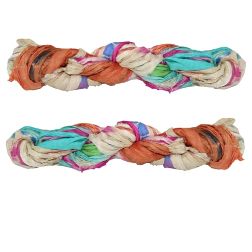 Knitsilk Recycled Shibori Sari Silk Ribbon Yarn- Great for Rug Making, Crochet, Knitting, Embroidery, and Jewelry Making |Sustainable and Unique Texture Ribbon Yarn|50 GMS-30 Yards-Multicolor |