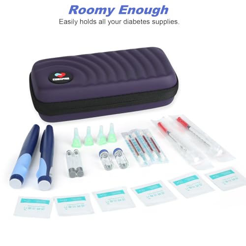 CDBXPRG Insulin Cooler Travel Case, 2 Ice Pack TSA Approved Dark Purple - color: Dark Purple