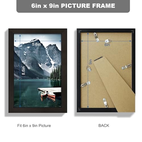 Hongkee 6x9 Picture Frame - Made of Real Glass and Black Wooden Frame, 6 by 9 Photo for Wall or Tabletop Display, 3 Pack - color: Black, size: 6x9 in