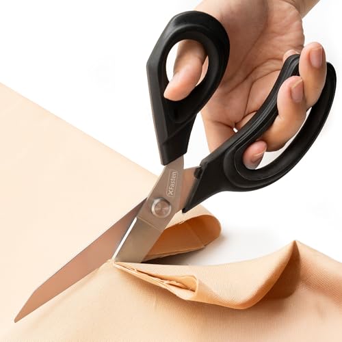 XFasten Sewing Scissors for Fabric Cutting Black 9.5 Inch Premium Professional Fabric Scissors Sewing | Large and Heavy duty - color: Black