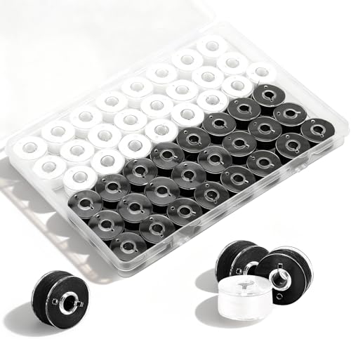 48 Pcs Bobbins Sewing Threads Pre-Wound Bobbins Embroidery Thread (White) - color: White