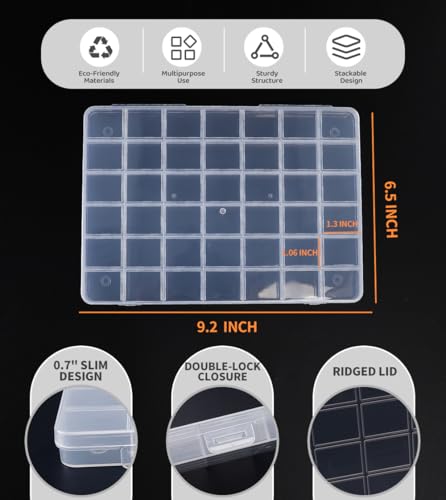 42 Grids Bead Organizer Box, 4 Pack, Clear Jewelry Organizer for Bead Organizers and Storage - color: [4-Pack] Clear, size: 42-Grids