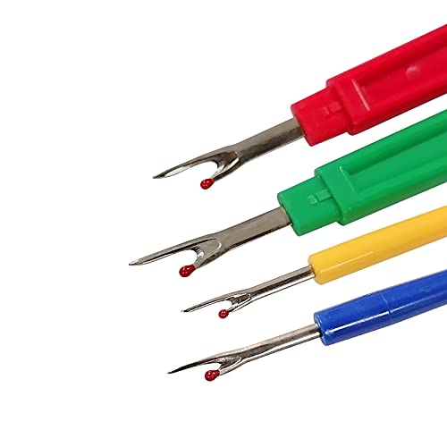 GDMINLO 5 Pieces Colorful Seam Ripper Assortment Thread Remover Kit 2 Big and 2 Small Handy Stitch Sewing Tools with 1 Scissors for Removing Unwanted Hems and Seams