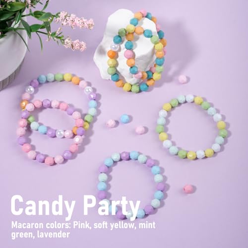 2600+pcs Faceted Beads Kit 18 Color Rainbow Opaque Plastic Beads Multicolor Loose Spacer Pony Beads Bulk Elastic String for Bracelets Necklaces Key Chains DIY Craft Jewelry Making - color: Faceted Beads
