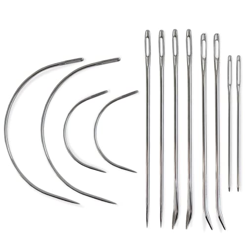 Heavy Duty Hand Sewing Needles Set - 12 Needles for Upholstery, Leather, Carpet Canvas Repair - size: 12 Needles