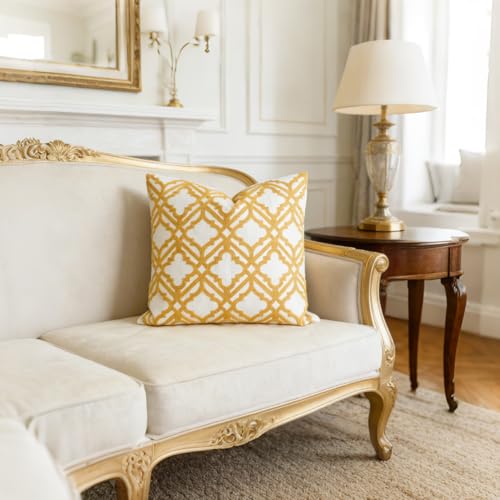 Slow Cow Embroidered Throw Pillow Cover 18 x 18 Inch Yellow - color: Yellow Cross, size: 18" x 18" (Pack of 1)