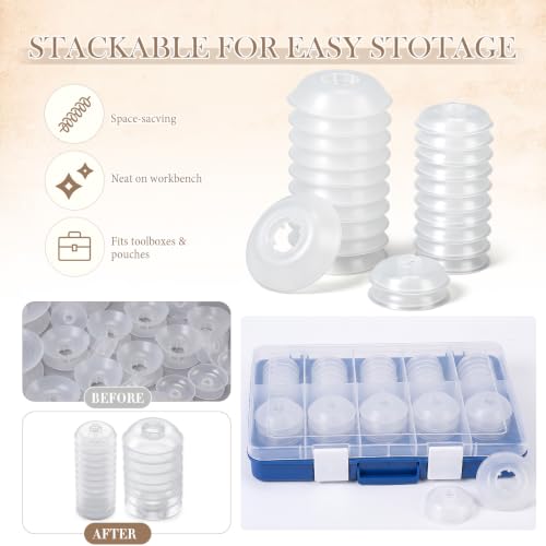Klyyo Clyro 60 Pack 1.875'' 2.5'' No-Tangle Yarn Bobbins, Clear - color: Transparent, size: 2 Size